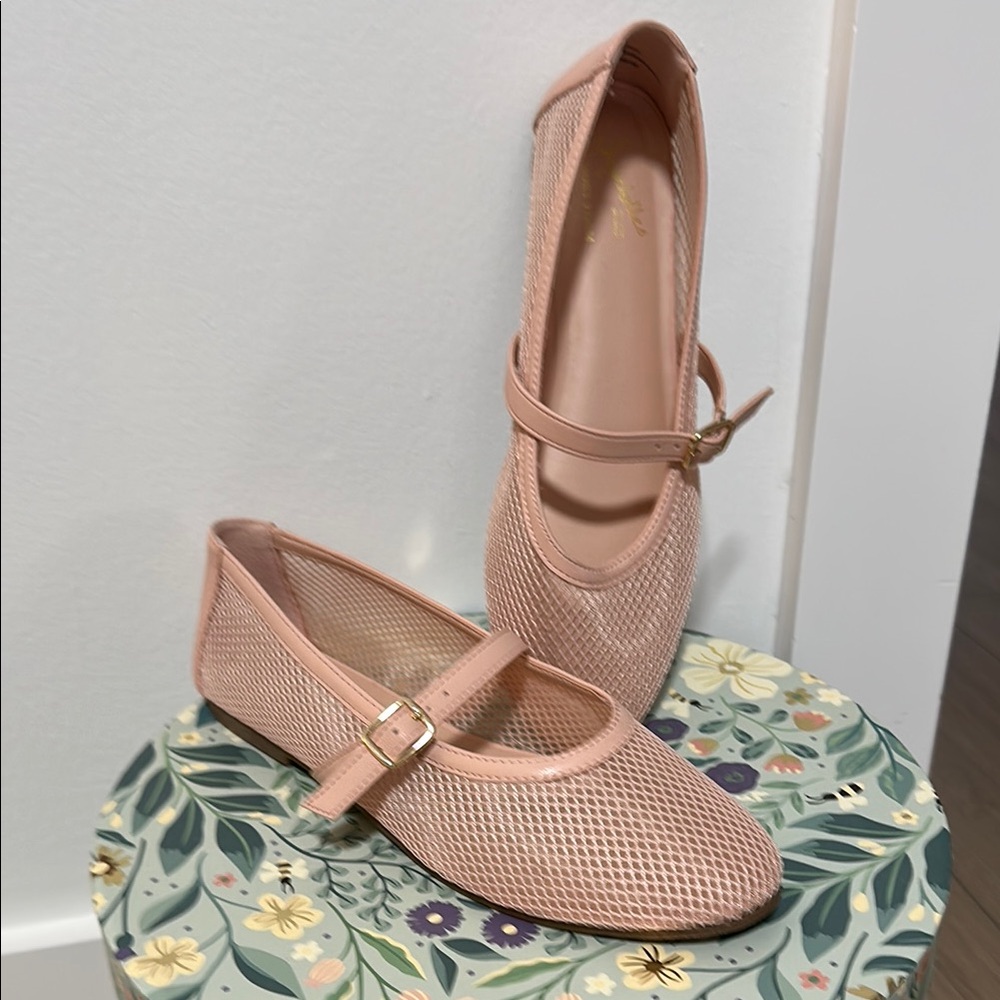 Seychelles Pink Mesh Mary Jane Flats